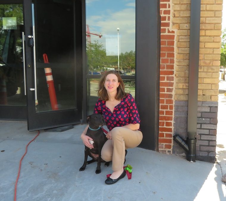 woman standing outside a building