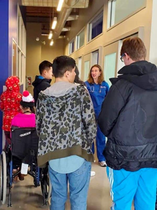 vet team giving tours to students